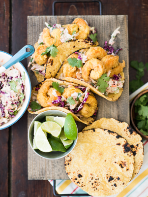 Adobo Shrimp Tacos With Smoked BBQ Chipotle Coleslaw Thumbnail