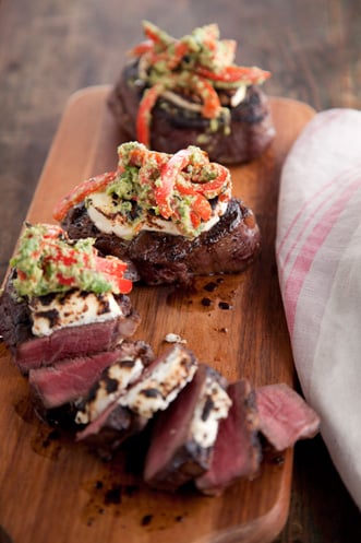 Black Pepper Crusted Filet Mignon with Goat Cheese Recipe