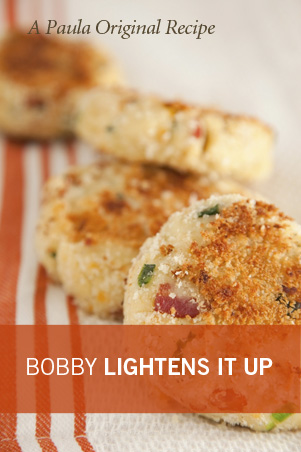 Bobby’s Lighter Smashed Potato Cakes Recipe