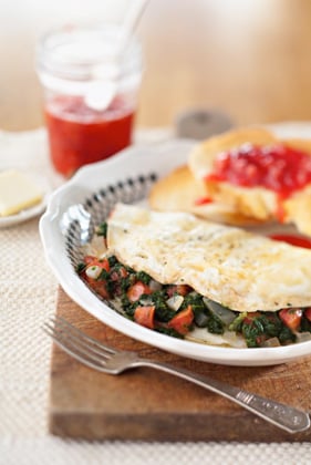 Bobby's Egg White Omelets with Spinach and Tomato Thumbnail