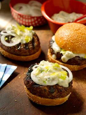 Hot Buffalo Burgers with Blue Cheese Recipe