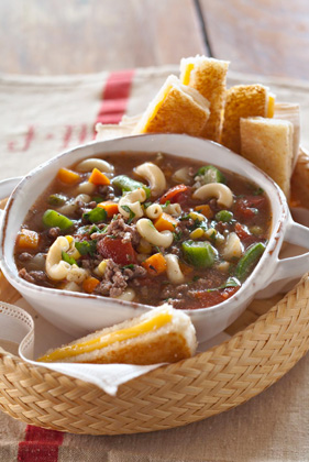 Jamie’s Vegetable Soup with Grilled Cheese Sandwich Dunkers Recipe
