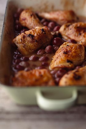 Roasted Lemon Chicken with Red Grapes Recipe