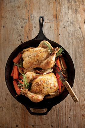 Skillet Roasted Apple Stuffed Chicken and Herbed Carrots Recipe