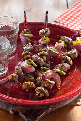 Steak Kabobs with Peppers, Onions and Mushrooms Recipe