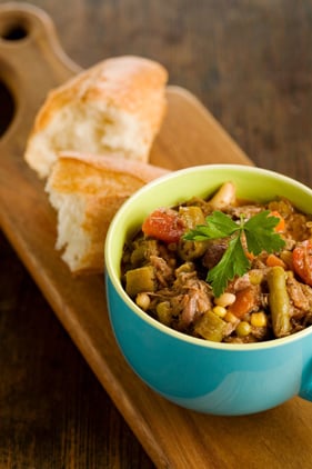 The Deen Bros.  Lighter Beef and Barley Vegetable Soup Recipe