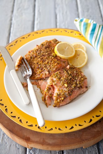 Pistachio Crusted Salmon with Lemon Cream Sauce Recipe