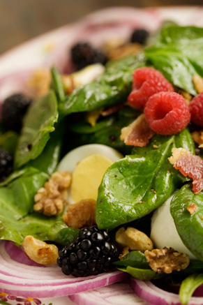 Spinach Salad with a Hot Blackberry Walnut Dressing Recipe